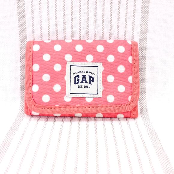 VTG GAP Wallet Tri-fold Canvas Cute y2k 90s Nostalgia Polka Dot Coral Pink Twee‎ - Picture 1 of 4